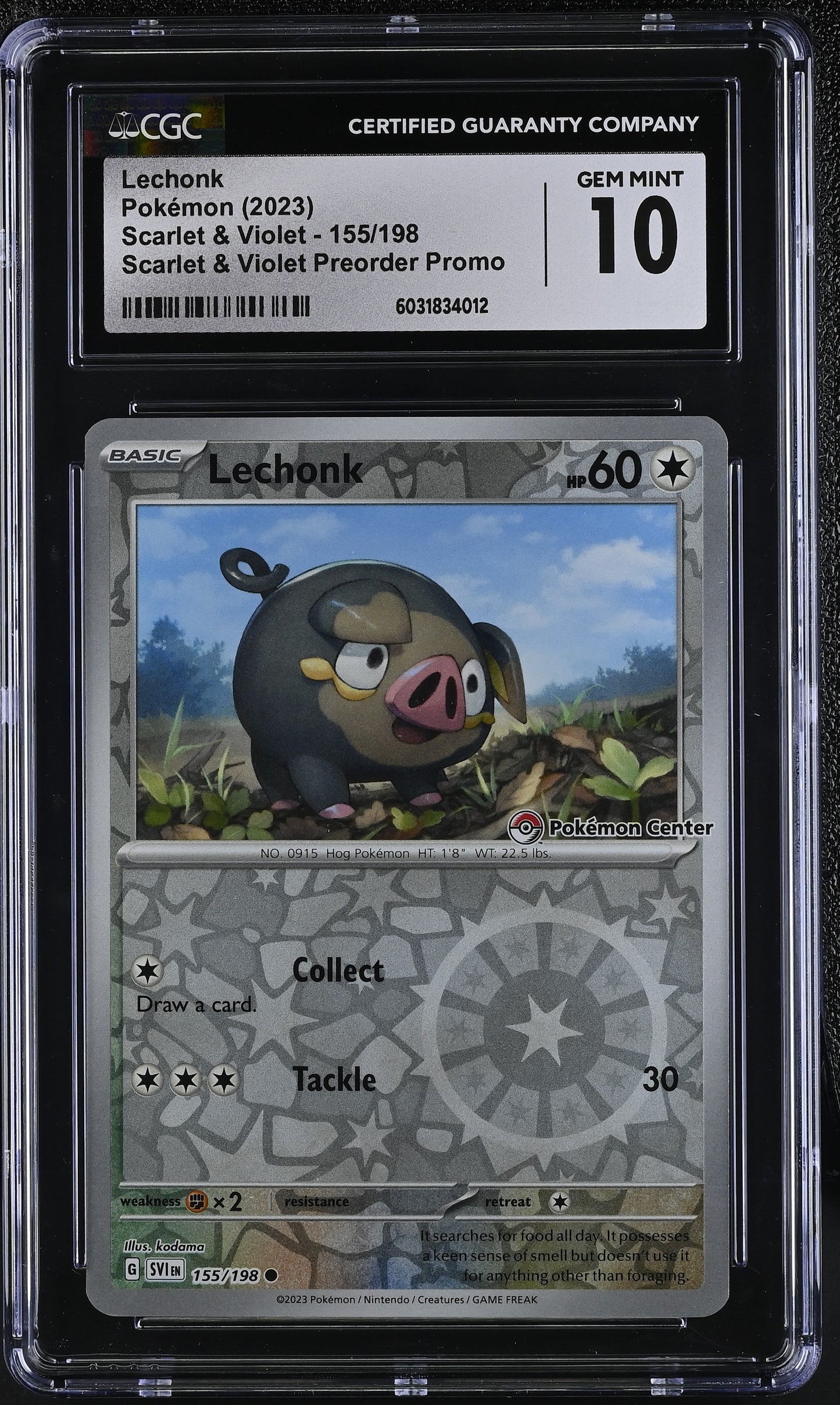 CGC 10 Lechonk Pokemon Center Stamp
