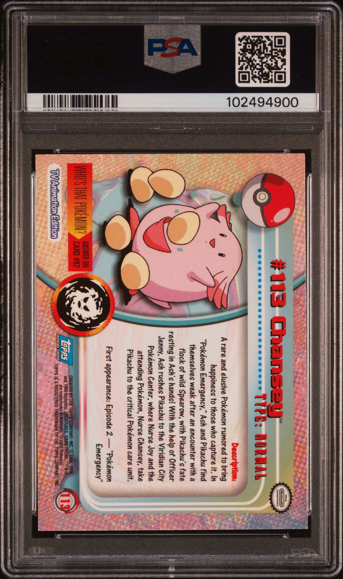 PSA 5 Chansey Rainbow Foil