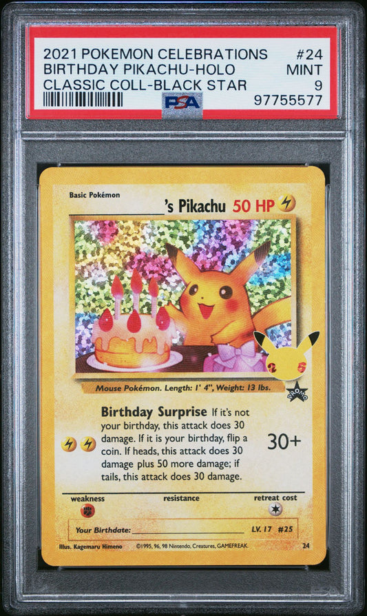 PSA 9 Birthday Pikachu Celebrations Classic Collection