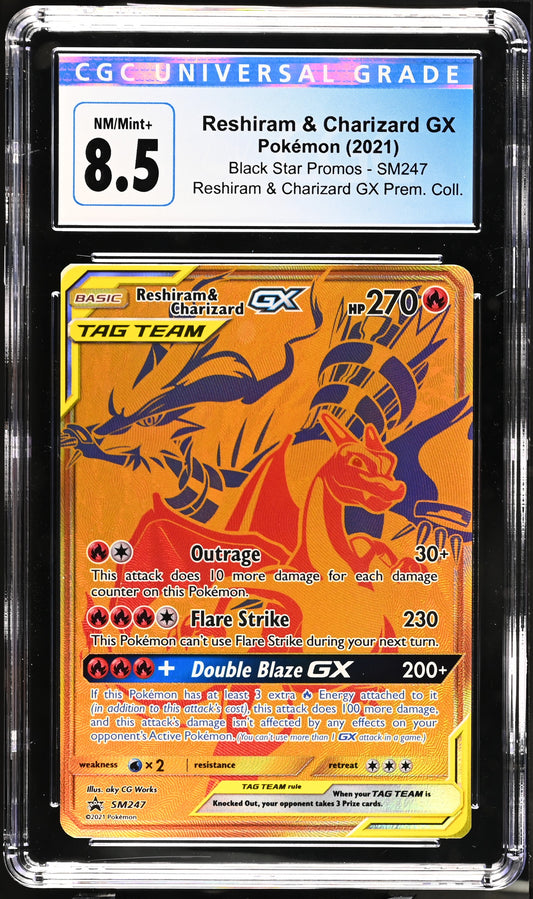 CGC 8.5 Reshiram & Charizard GX SM247