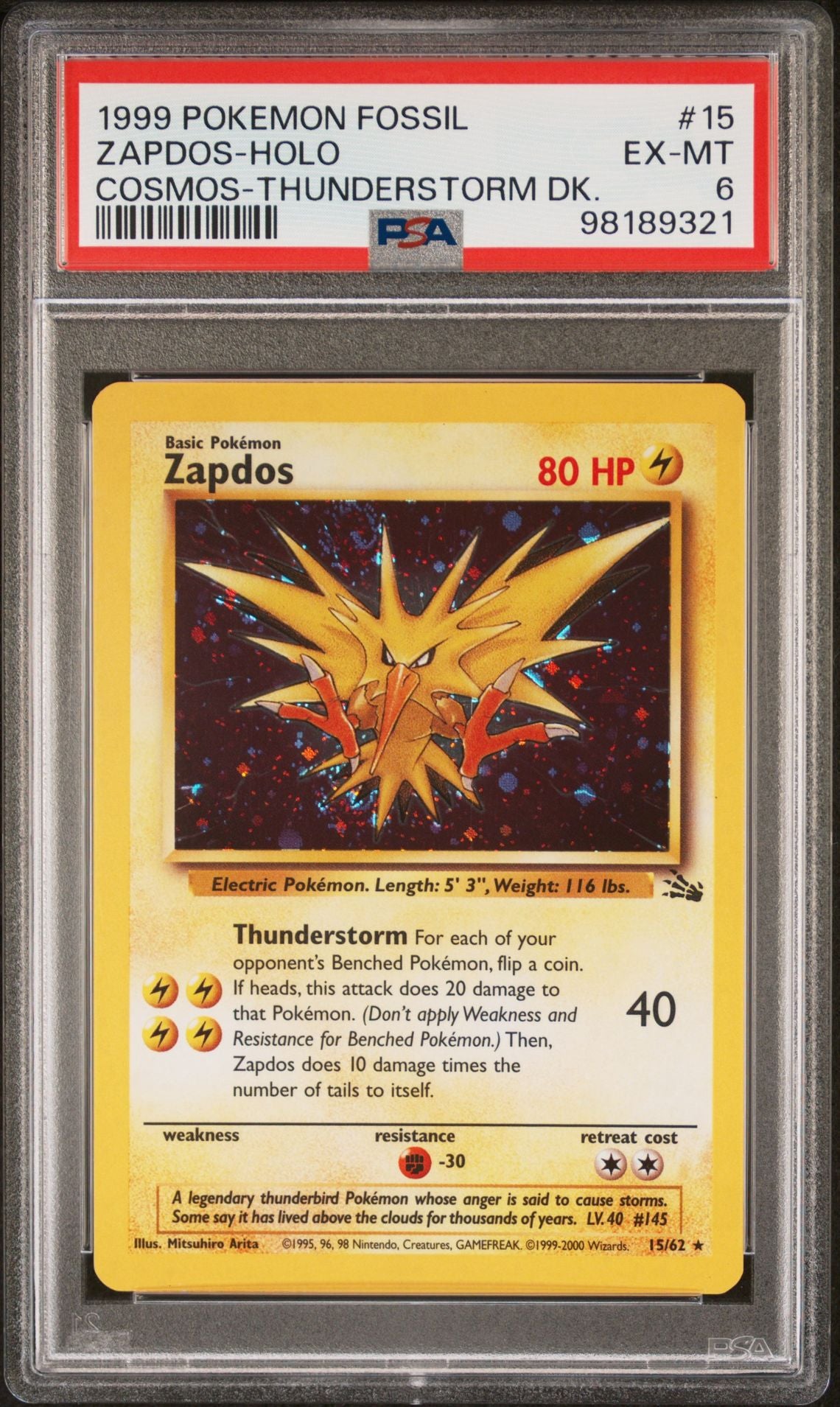 PSA 6 Zapdos Cosmos Holo Thunderstorm Deck