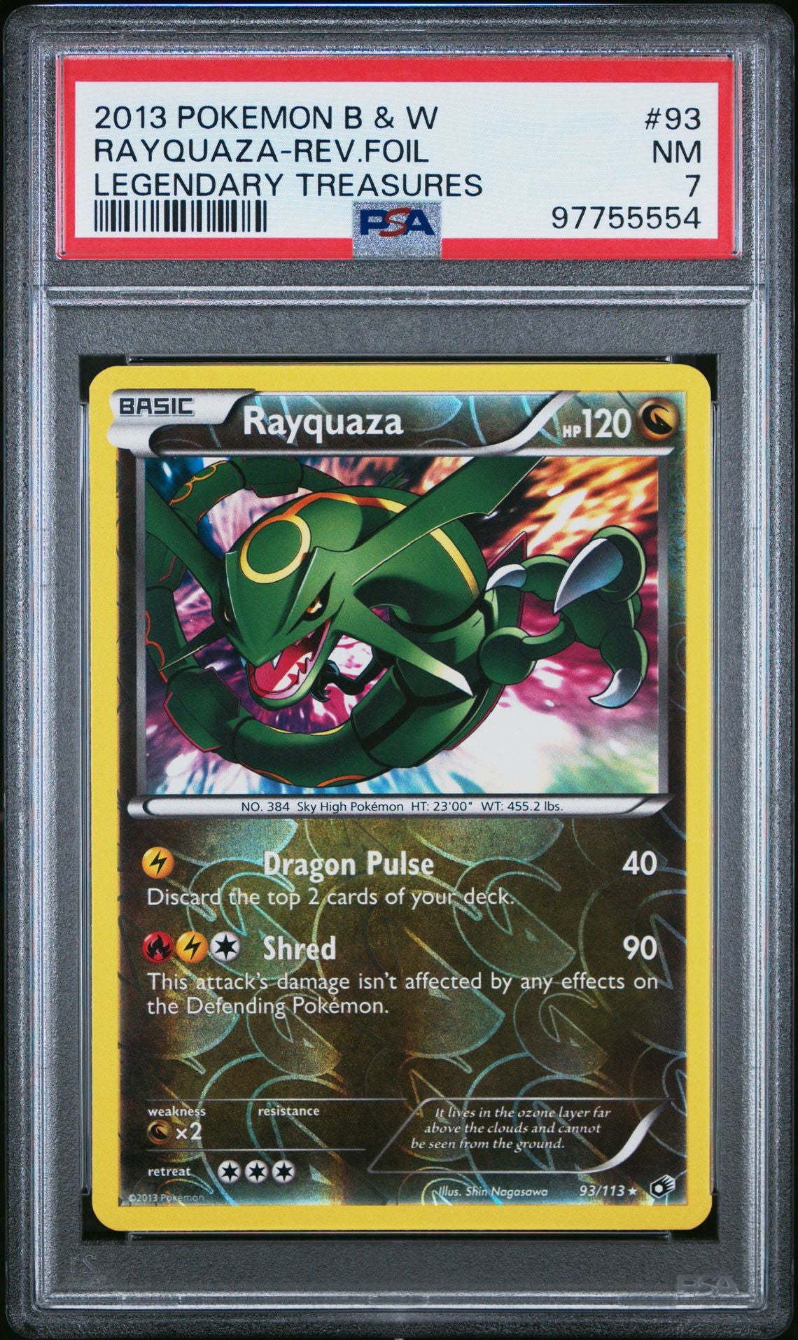 PSA 7 Rayquaza Rev. Holo Legendary Treasures