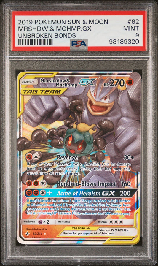 PSA 9 Marshadow & Machamp Tag Team GX