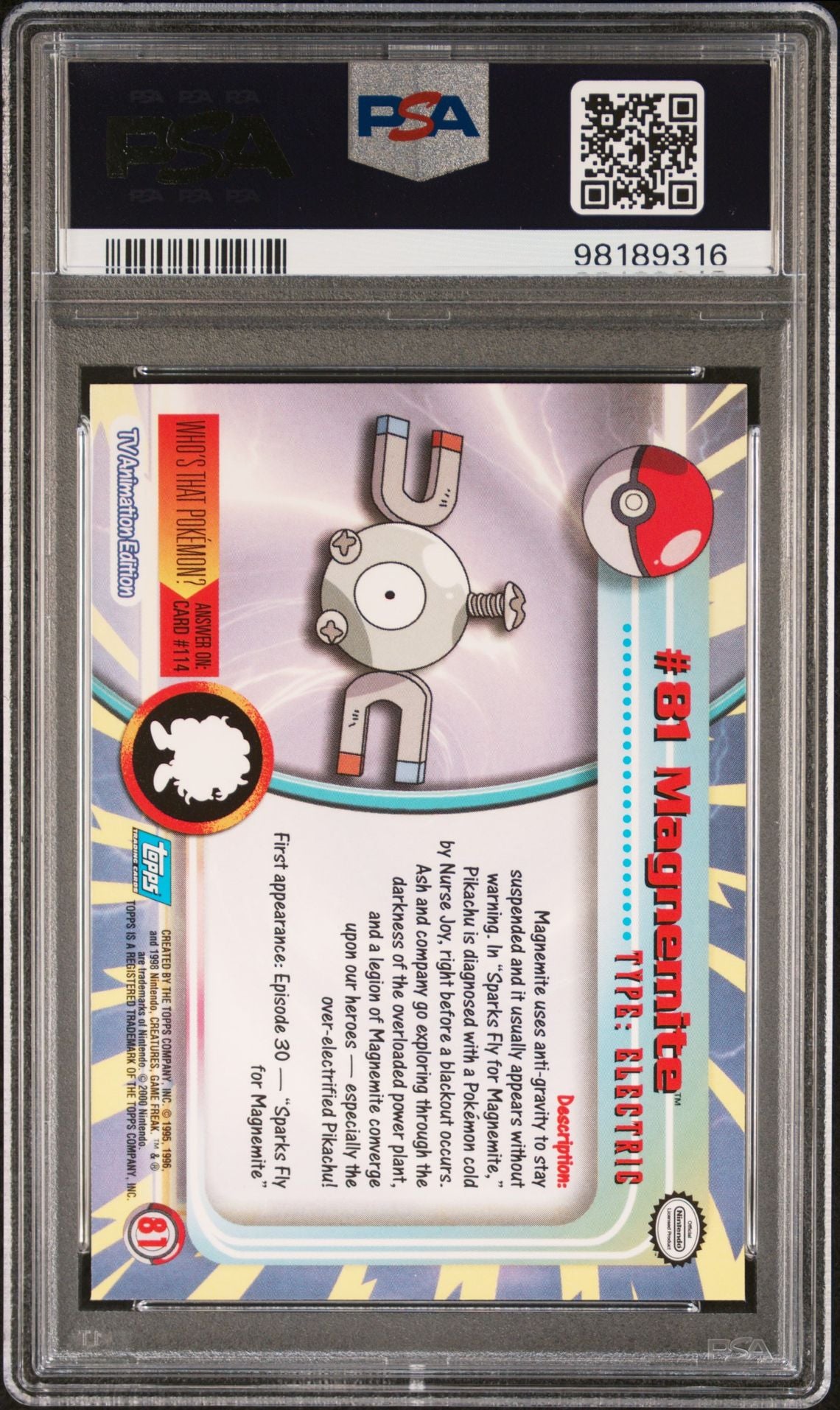 PSA 5 Magnemite Topps Animated Series 2