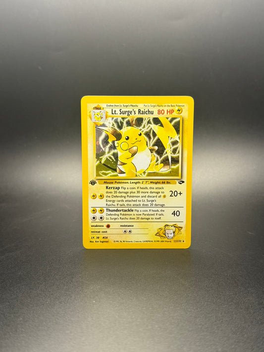 1st Edition Lt. Surge’s Raichu Holo Gym Challenge